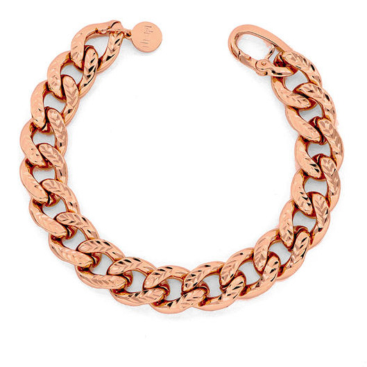 Bracciale Unoaerre in bronzo rosa maglia Grumetta squadrata martellata