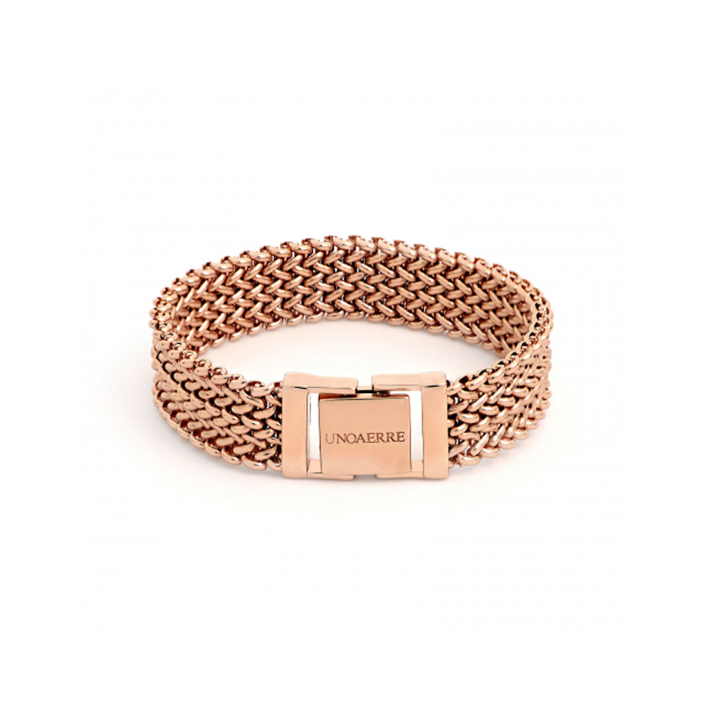 Bracciale Unoaerre in bronzo Rosa Rigido con tessuto Chicco di riso