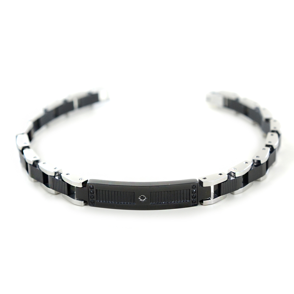 Bracciale Zancan da uomo acciaio pvd nero e spinelli neri EHB202 