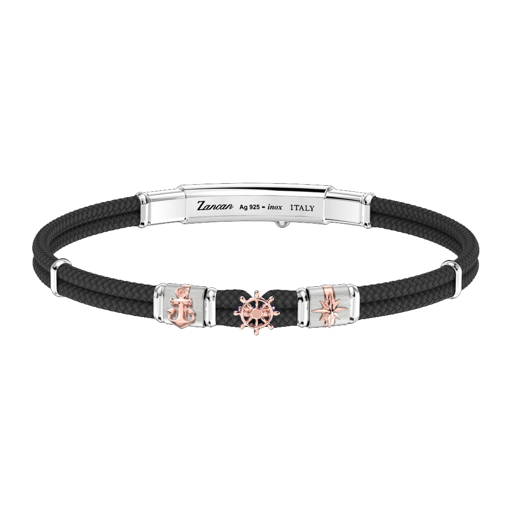 Bracciale Zancan da uomo con in argento e kevlar Nero ESB274-NE