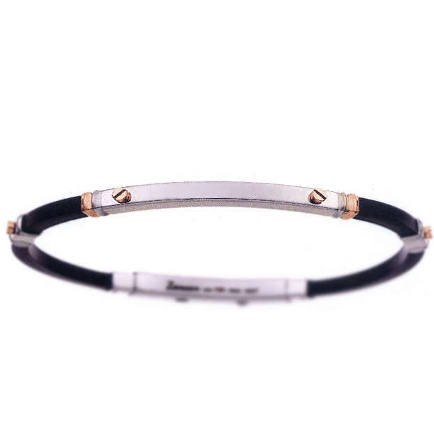 Bracciale Zancan da uomo in acciaio caucciu' e oro EXB170R 