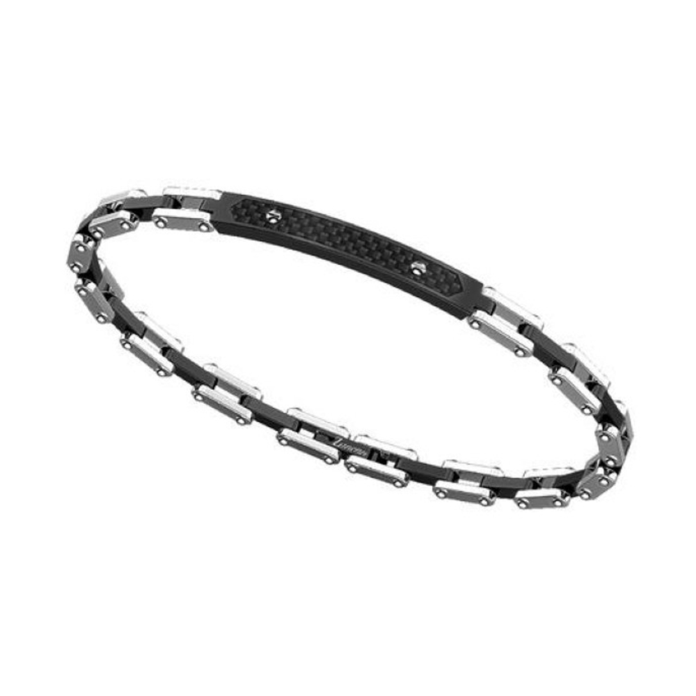 Bracciale Zancan da uomo in acciaio e carbonio Hi-Teck EHB254 