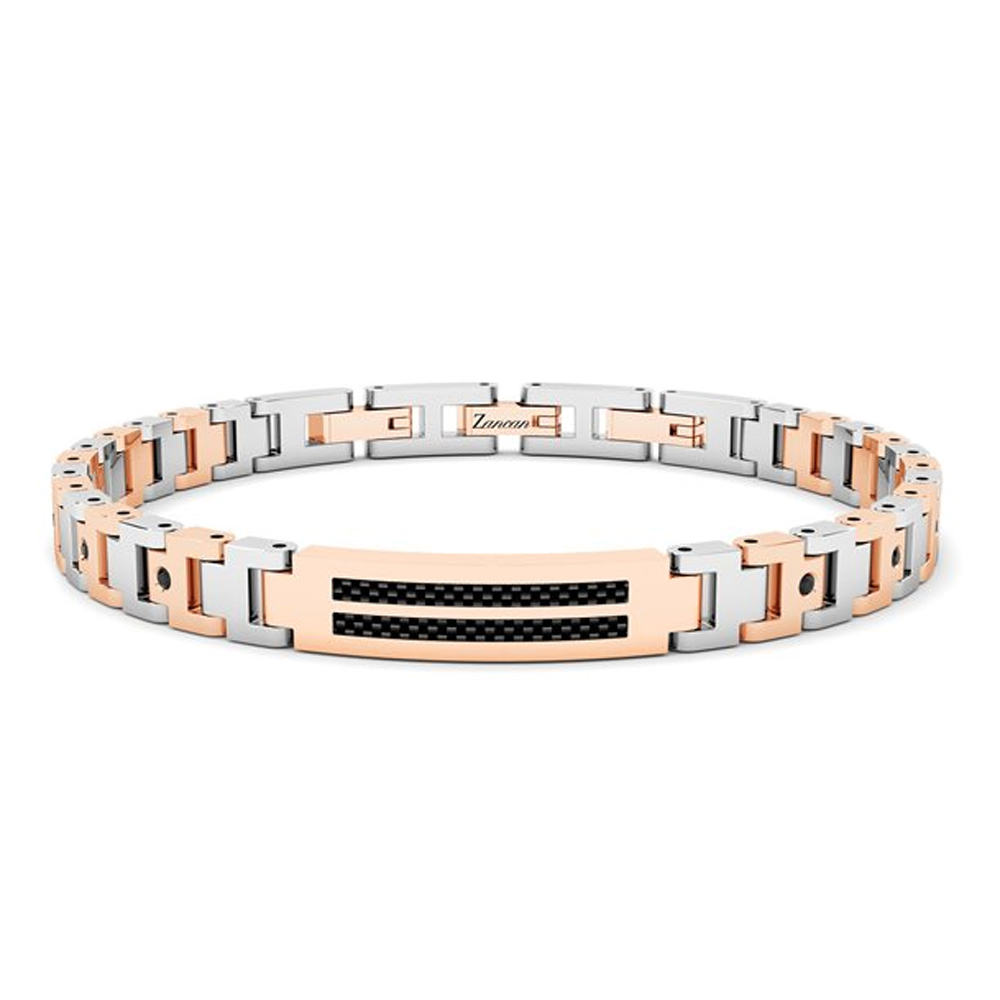 Bracciale Zancan da uomo in acciaio e carbonio Hi-Teck EHB279