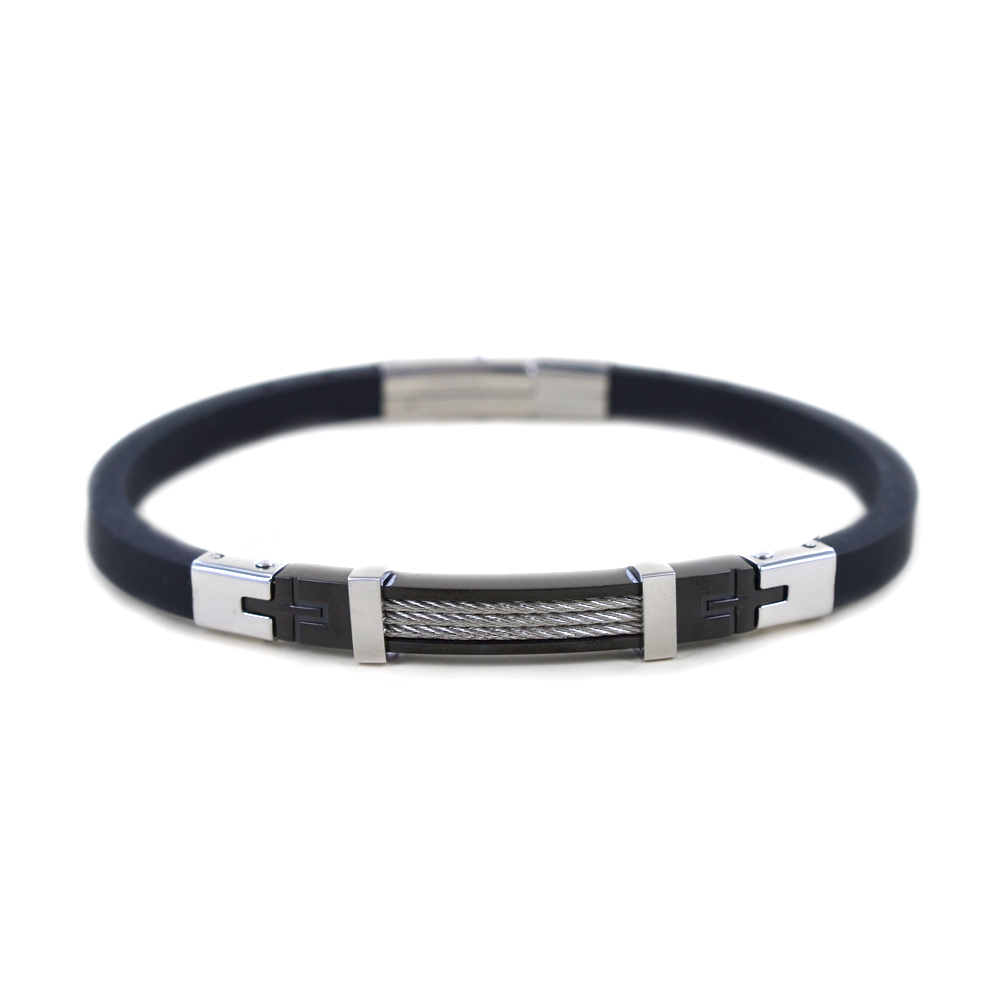 Bracciale Zancan da uomo in acciaio e caucciu' UHB 094