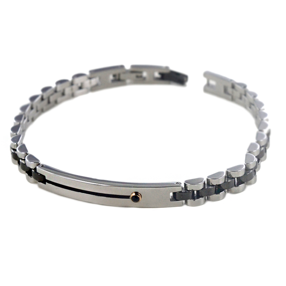 Bracciale Zancan da uomo in acciaio e spinelli neri EHB130-N