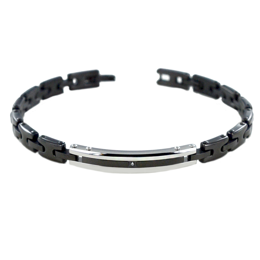 Bracciale Zancan da uomo in acciaio PVD nero e zaffiro EHB214 
