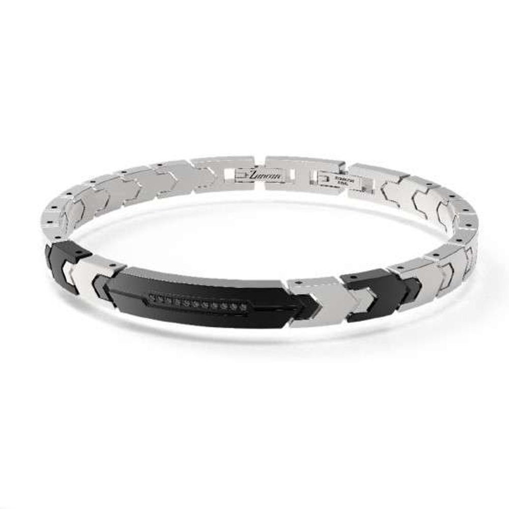 Bracciale Zancan da uomo in acciaio silver e PVD nero EHB399