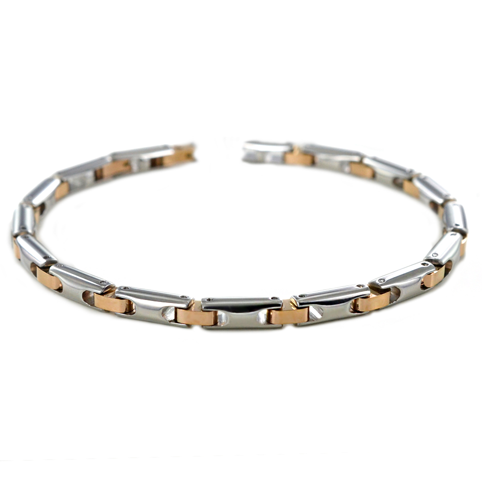 Bracciale Zancan da uomo in acciaio silver e rosa EHB328