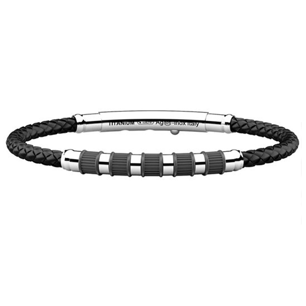 Bracciale Zancan da uomo in argento acciaio titanio e silicone ETB 141