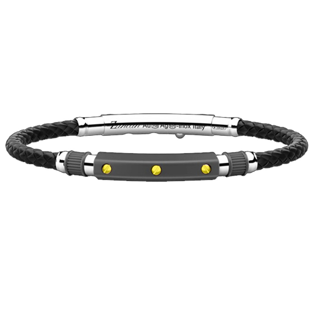 Bracciale Zancan da uomo in argento con viti in oro giallo, titanio e silicone ETB 144G