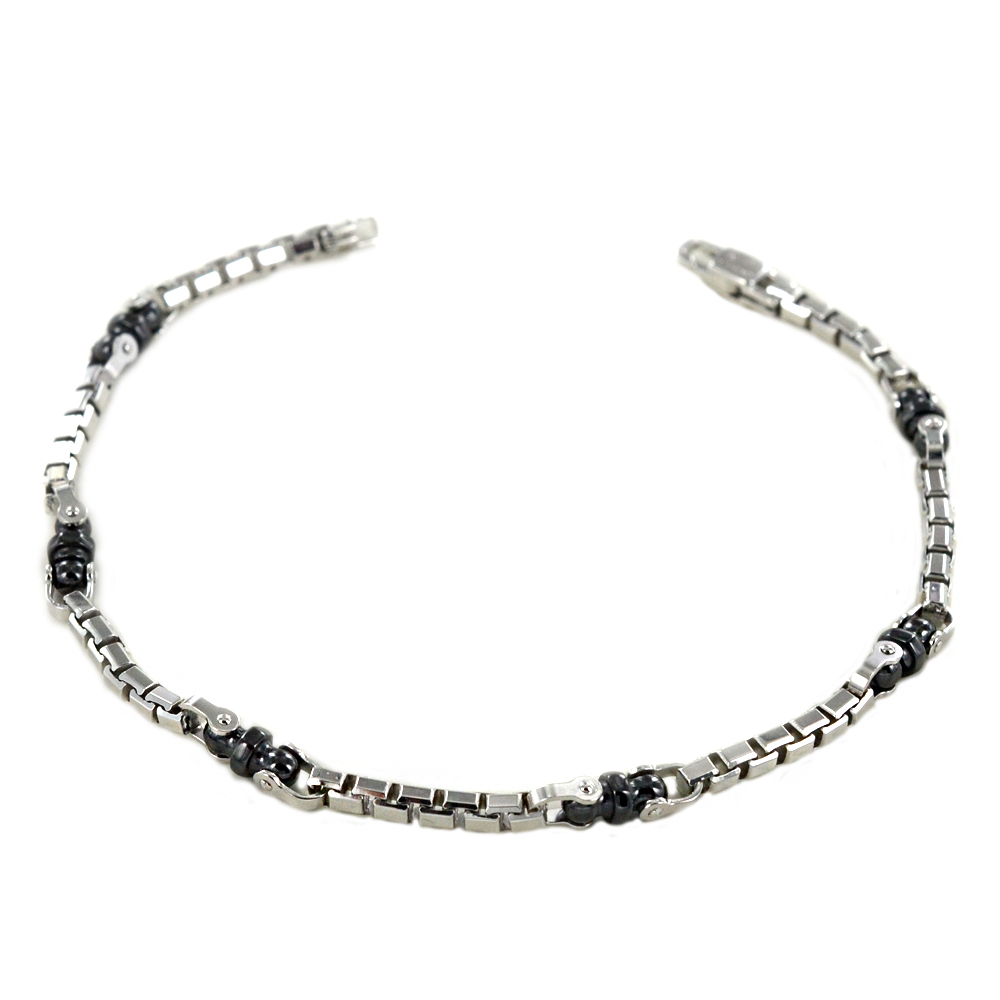 Bracciale Zancan da uomo in argento e ceramica nera ESB 420