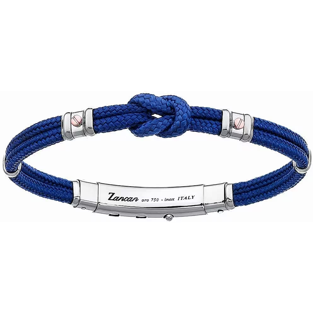 Bracciale Zancan da uomo in argento e corda nautica blu