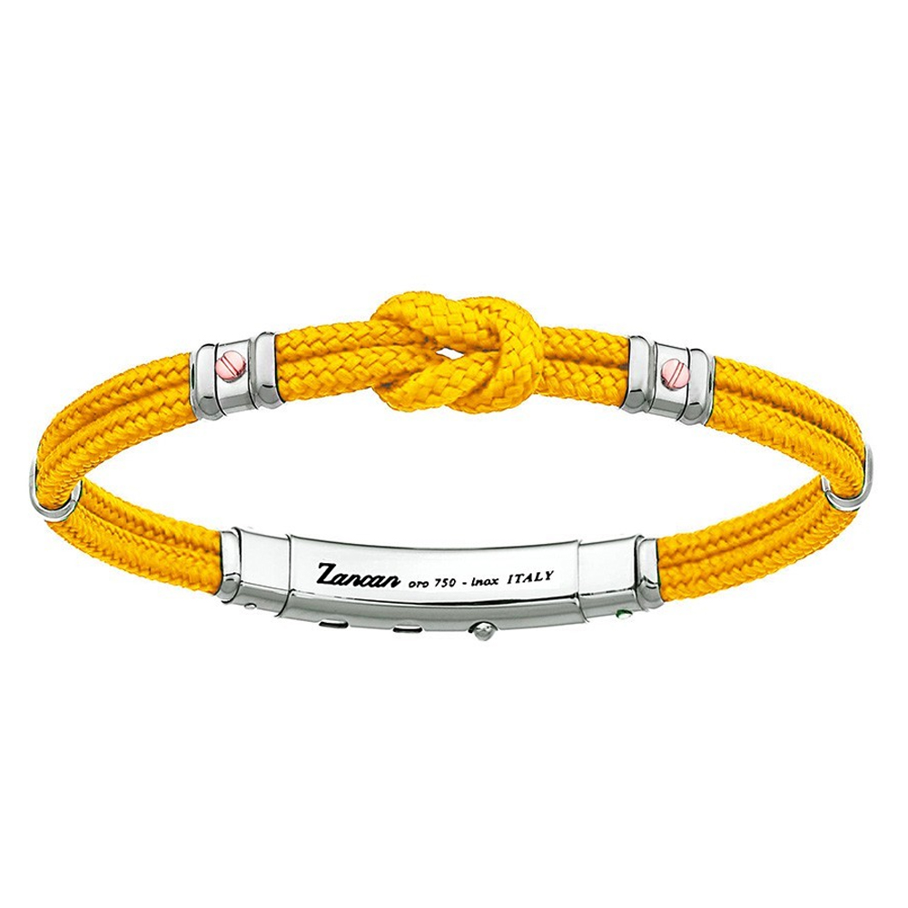 Bracciale Zancan da uomo in argento e corda nautica giallo
