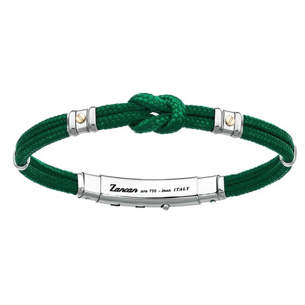 Bracciale Zancan da uomo in argento e corda nautica verde