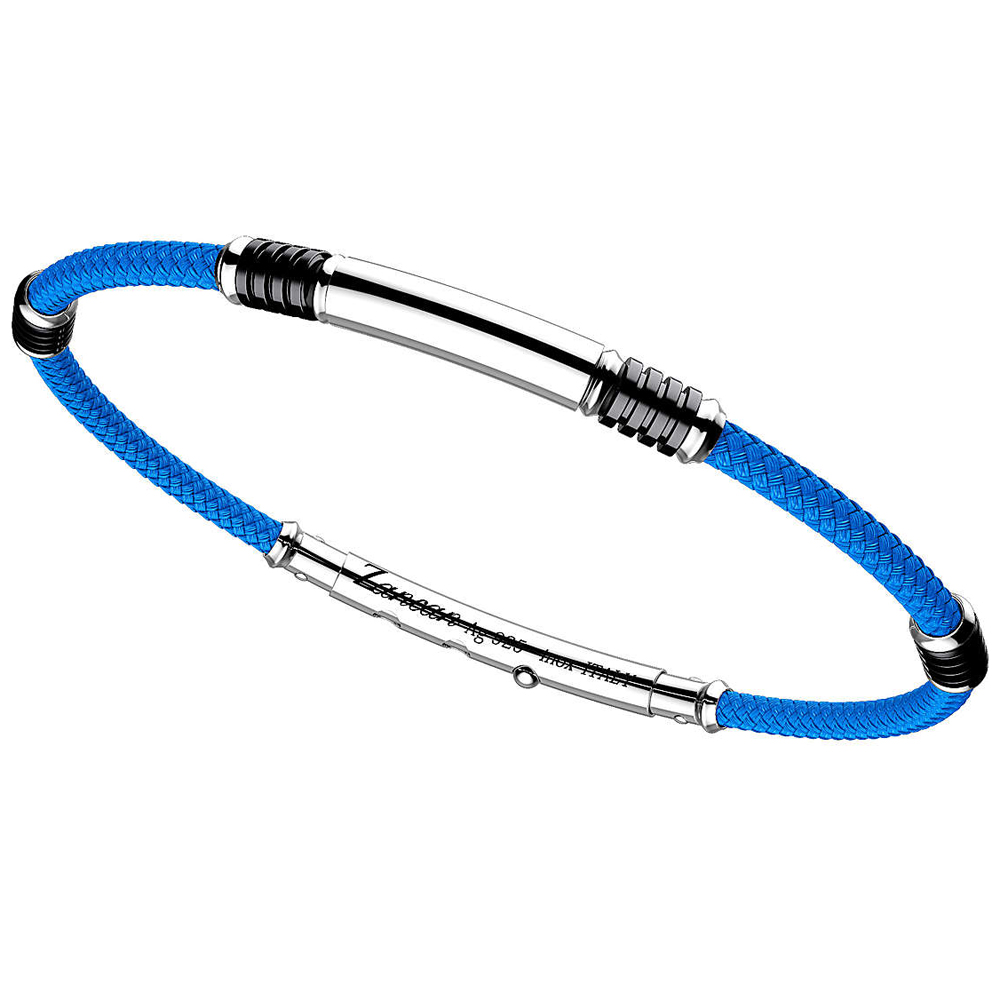 Bracciale Zancan da uomo in argento e kevlar Azzurro EXB576-AZ