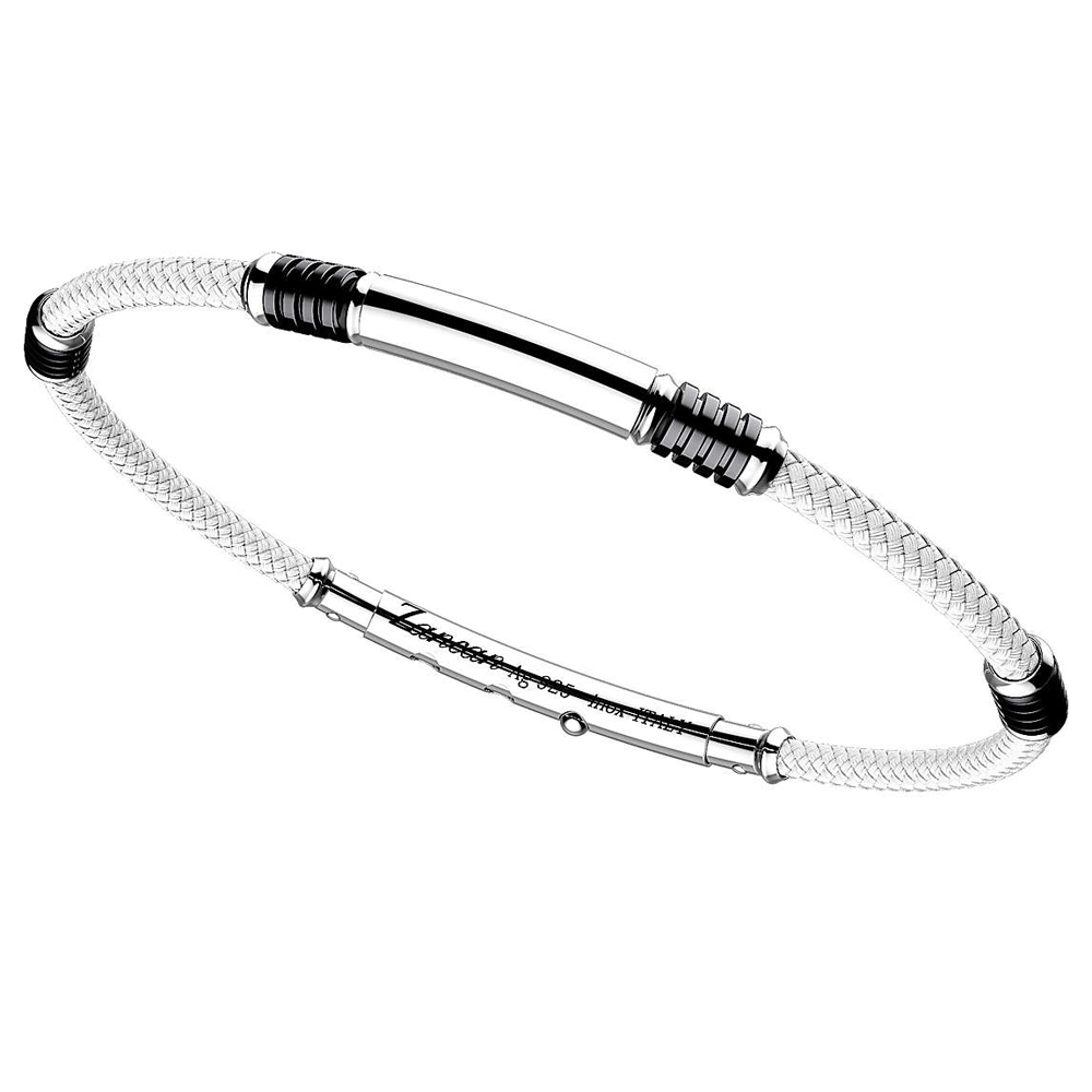 Bracciale Zancan da uomo in argento e kevlar bianco EXB576-BI