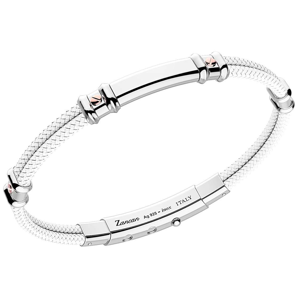 Bracciale Zancan da uomo in argento e kevlar Bianco EXB577R-BI