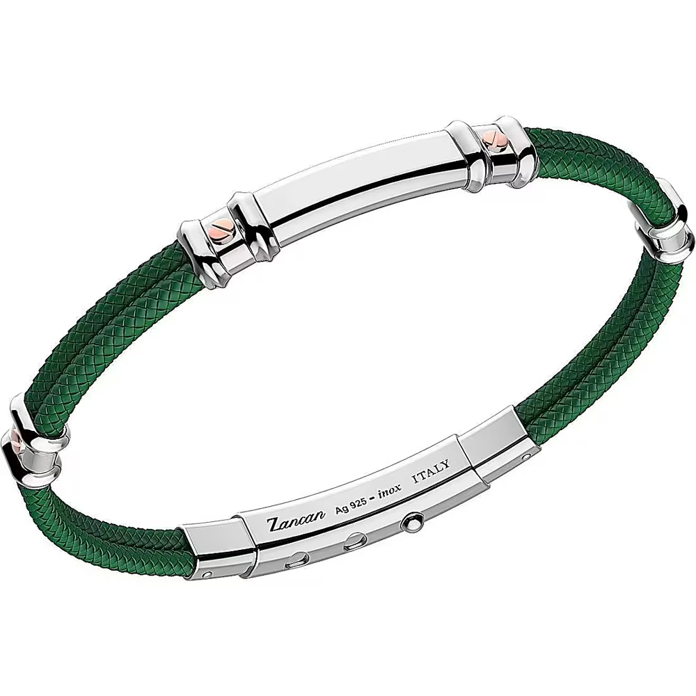 Bracciale Zancan da uomo in argento e kevlar Verde scuro