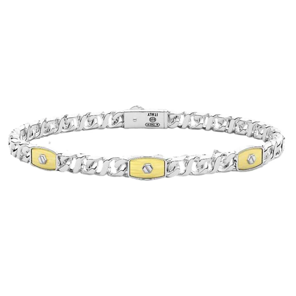 Bracciale Zancan da uomo in argento e oro giallo ESB 406G