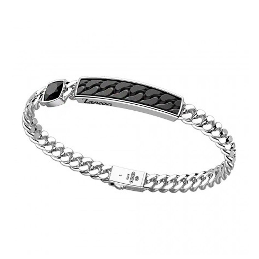 Bracciale Zancan da uomo in argento e pietre nere ESB072 