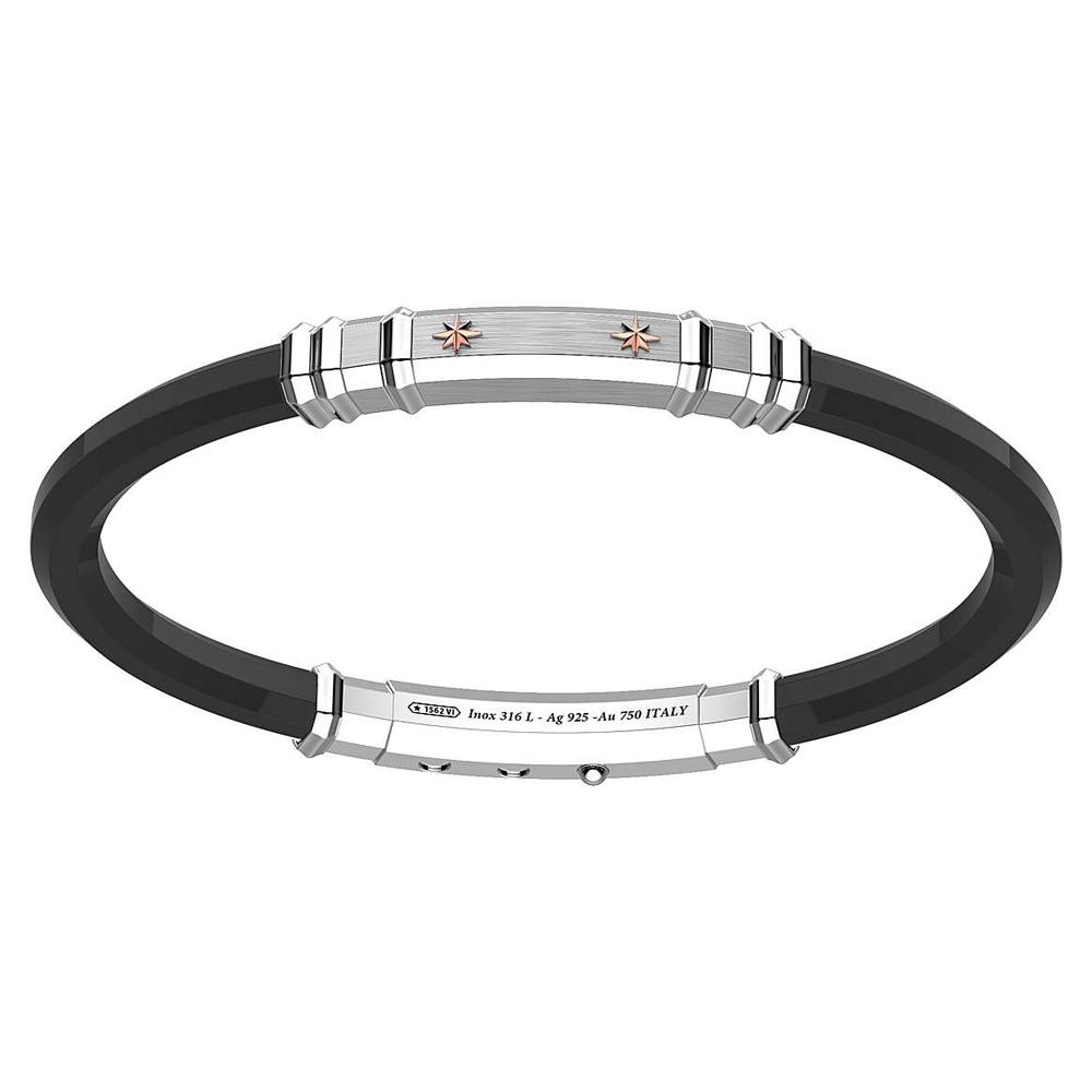 Bracciale Zancan da uomo in argento e silicone nero EXB973R-N