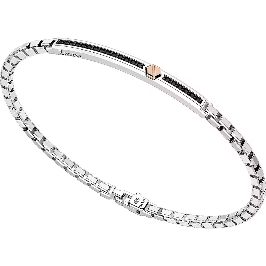 Bracciale Zancan da uomo in argento e spinelli neri EXB732R