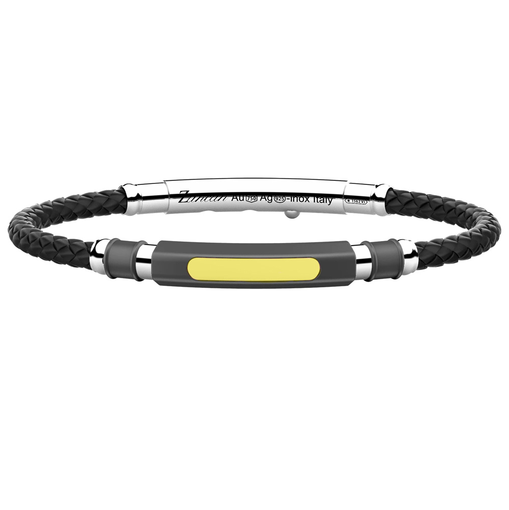 Bracciale Zancan da uomo in argento titanio oro giallo e silcone ETB 145G