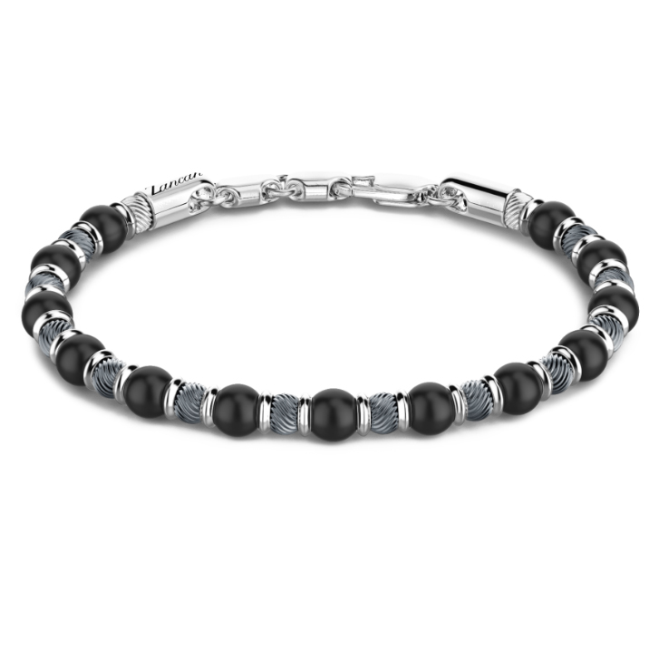 Bracciale Zancan in argento da uomo con sfere e onice ESB197 - ON