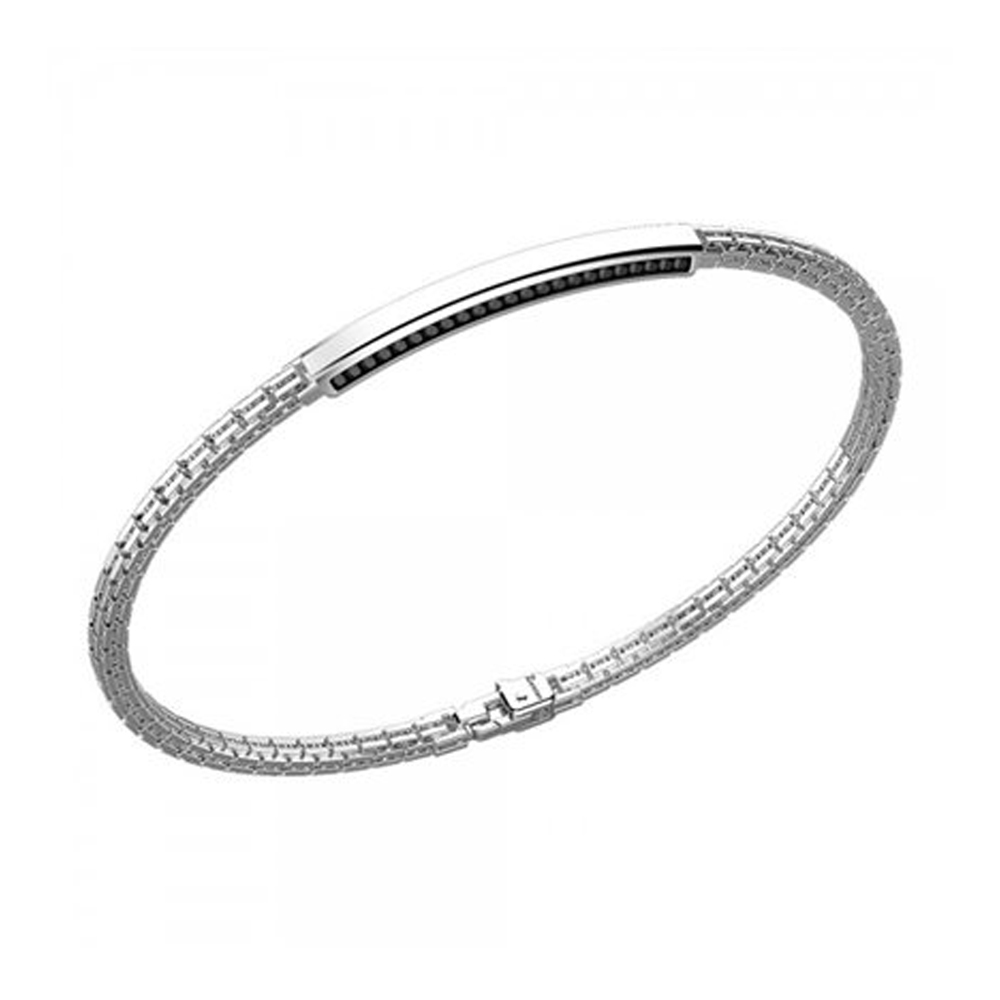 Bracciale Zancan in argento da uomo con targa e spinelli neri ESB 154