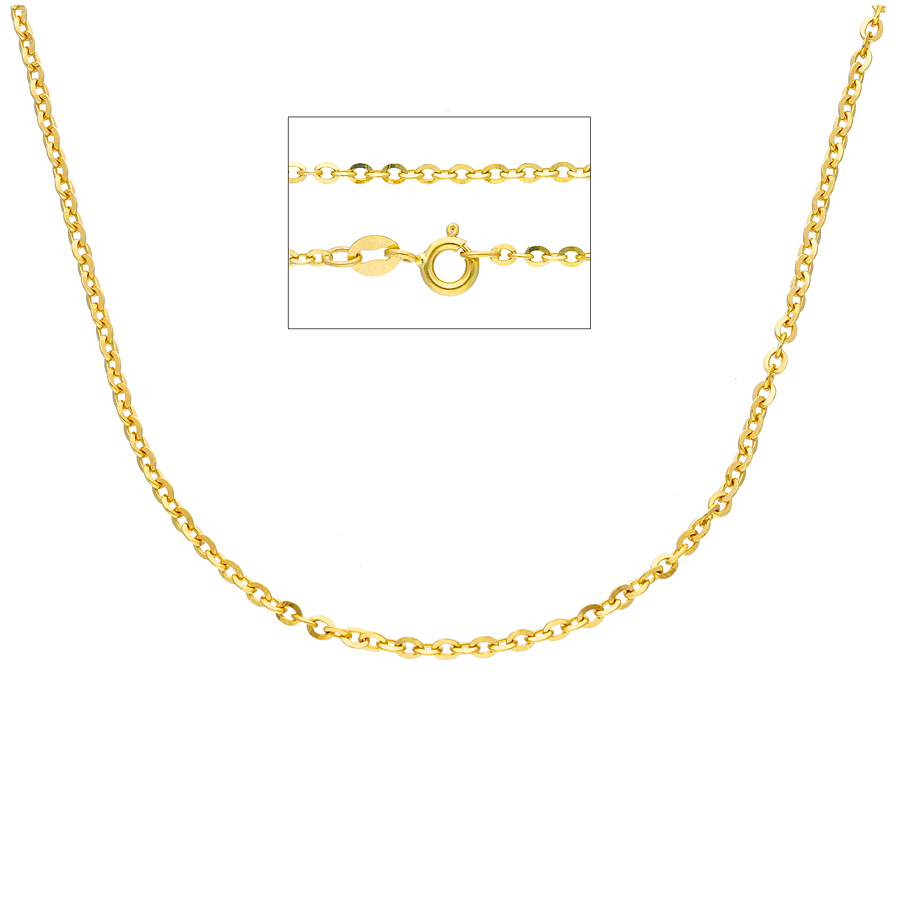 Catena a maglia diamantata 50 cm Unisex in oro giallo spessa