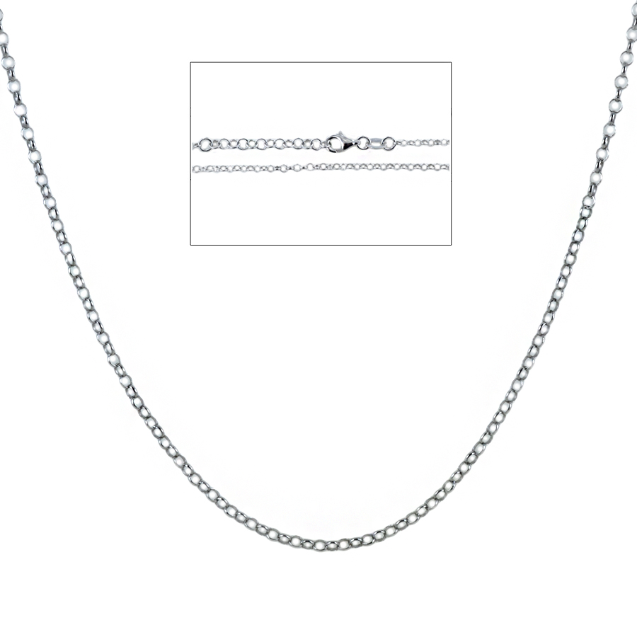 Catena da Donna in argento maglia rolo 50 cm finitura rodiata
