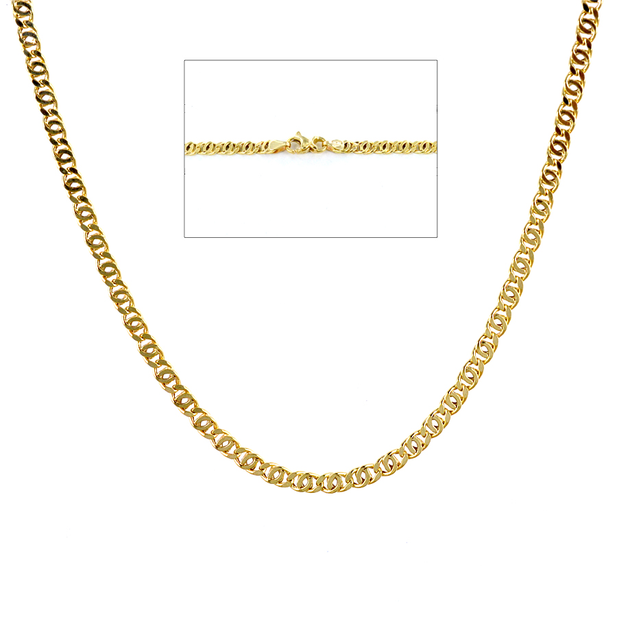 Catena da uomo in oro giallo 18 kt maglia traversino piena - 50 cm