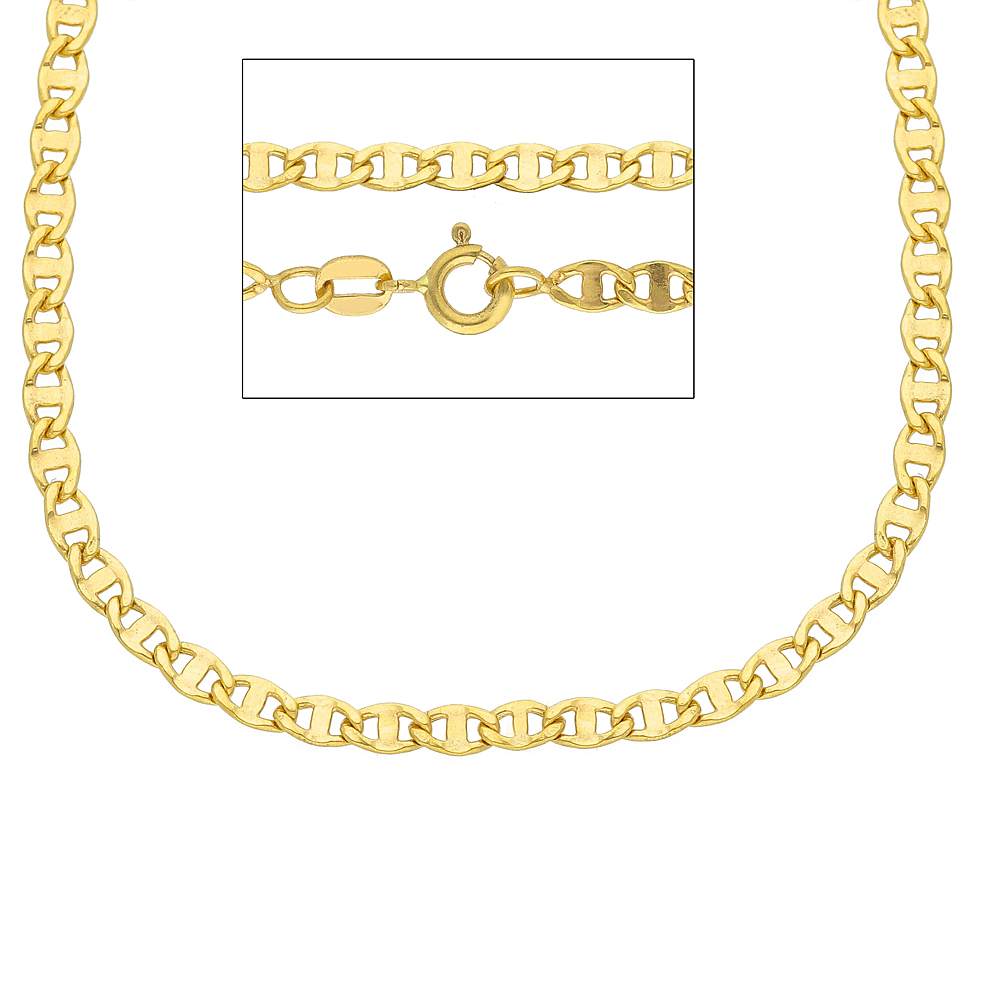 Catena da Uomo maglia traversino 50cm in oro giallo 18kt