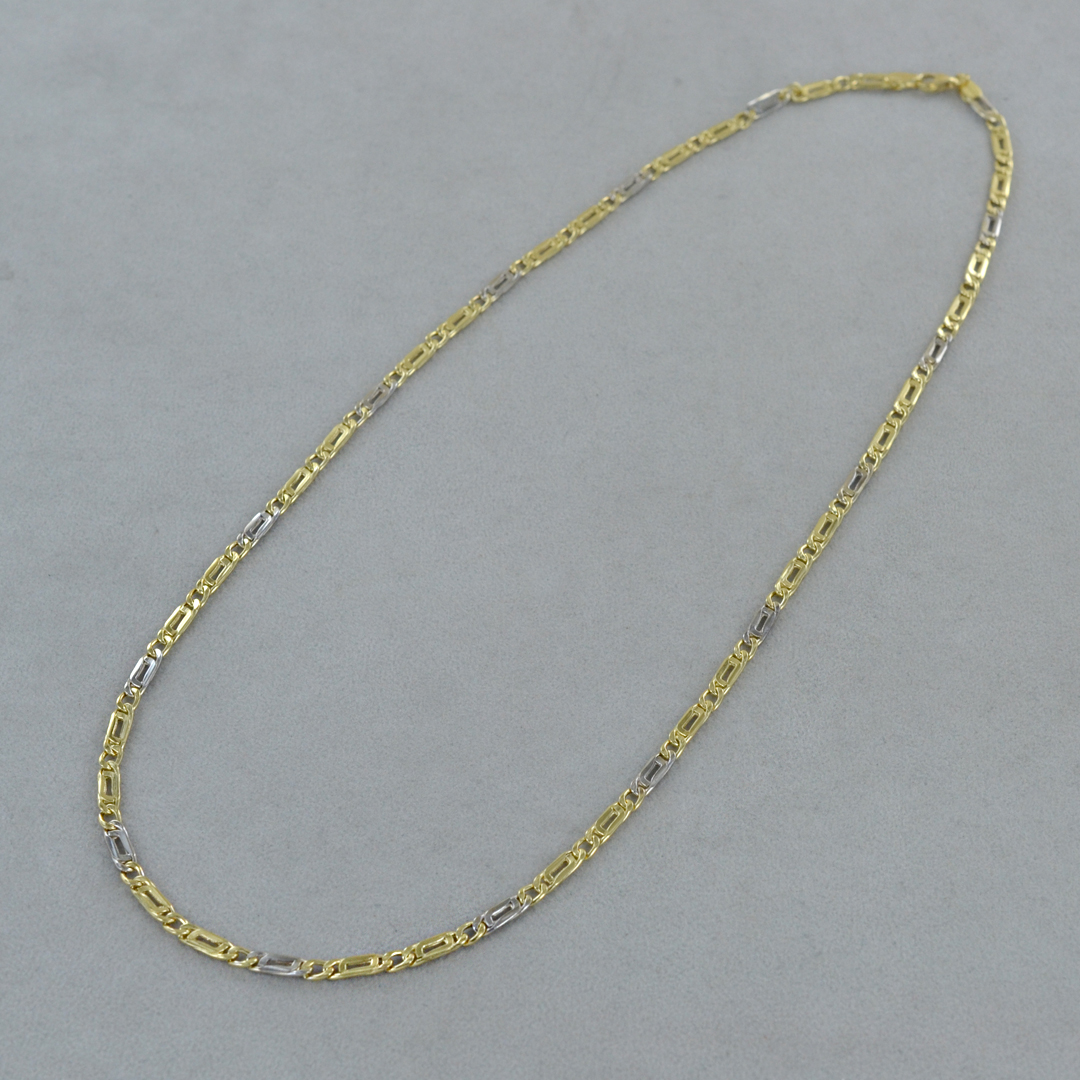 Catena da Uomo occhio di pernice alternata 50 cm in oro bicolore giallo e bianco 18kt