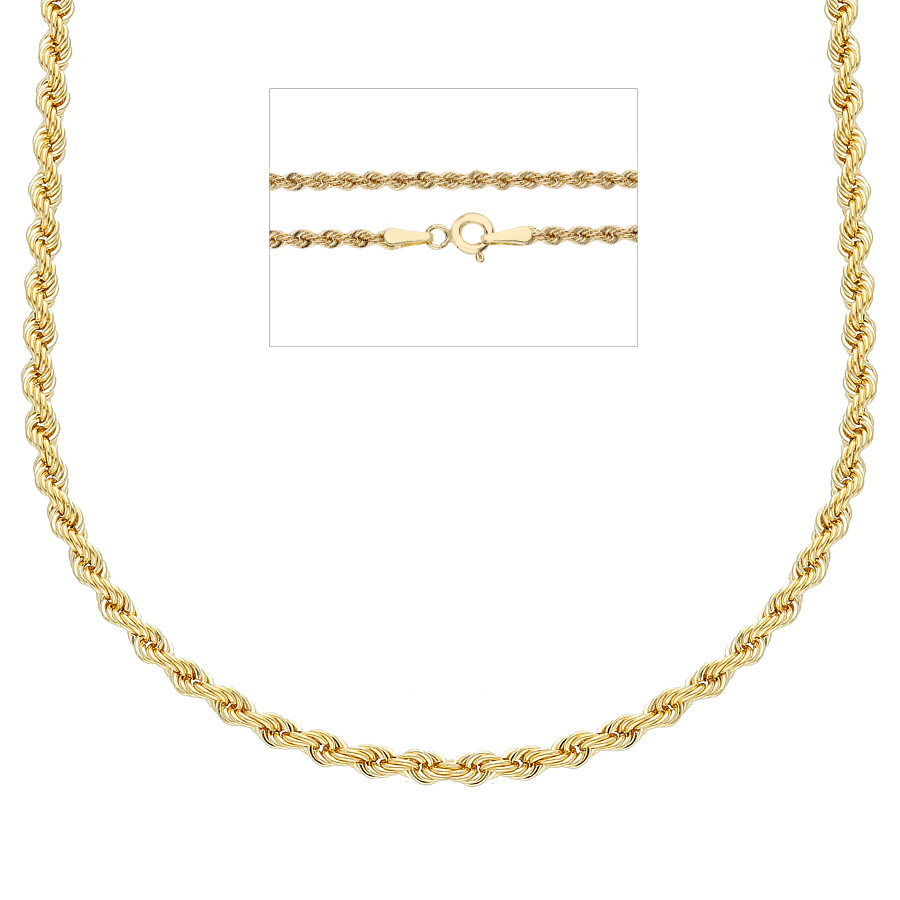 Catena girocollo media donna in oro giallo modello Fune 38 cm 