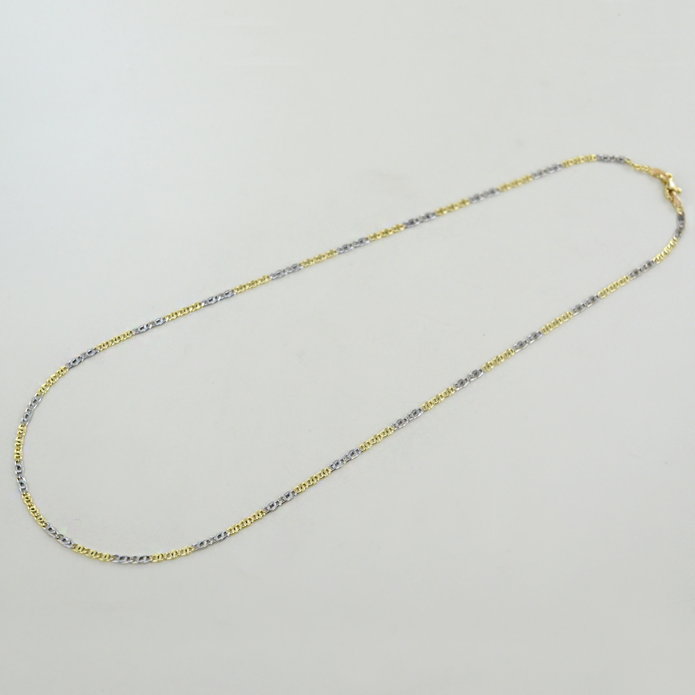 Catena da Uomo occhio di pernice 50cm in oro bicolore giallo e bianco 18kt