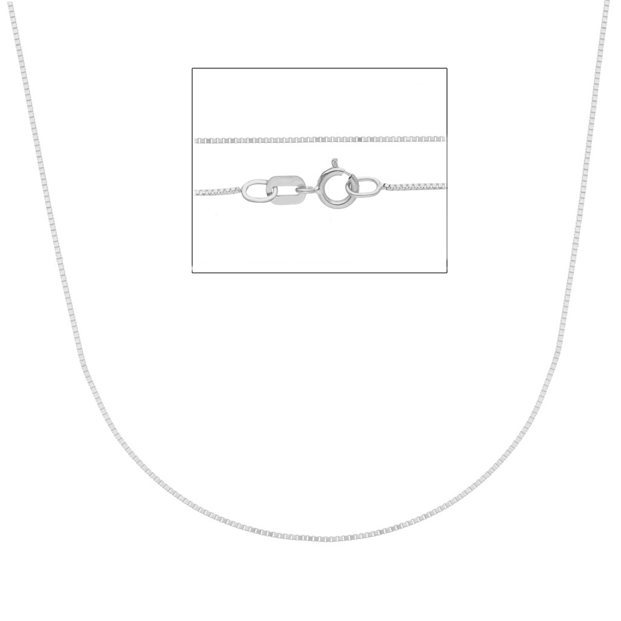 Catena Unisex in oro bianco 9 kt maglia veneziana sottile lunghezza 50 cm