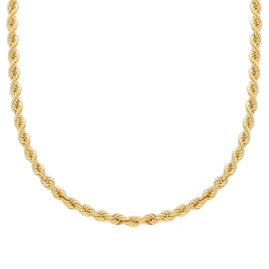 Catena unisex in oro giallo modello fune 60 cm media