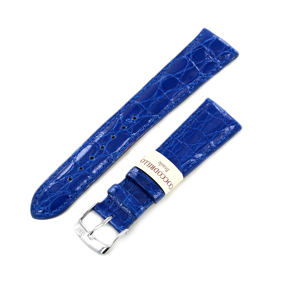 CINTURINO DI RICAMBIO MORELLATO IN PELLE COCCODRILLO BRASILE BLU 20 MM