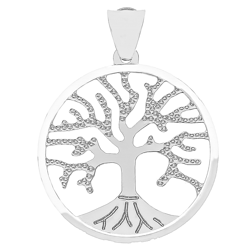 Ciondolo albero della vita grande in oro bianco