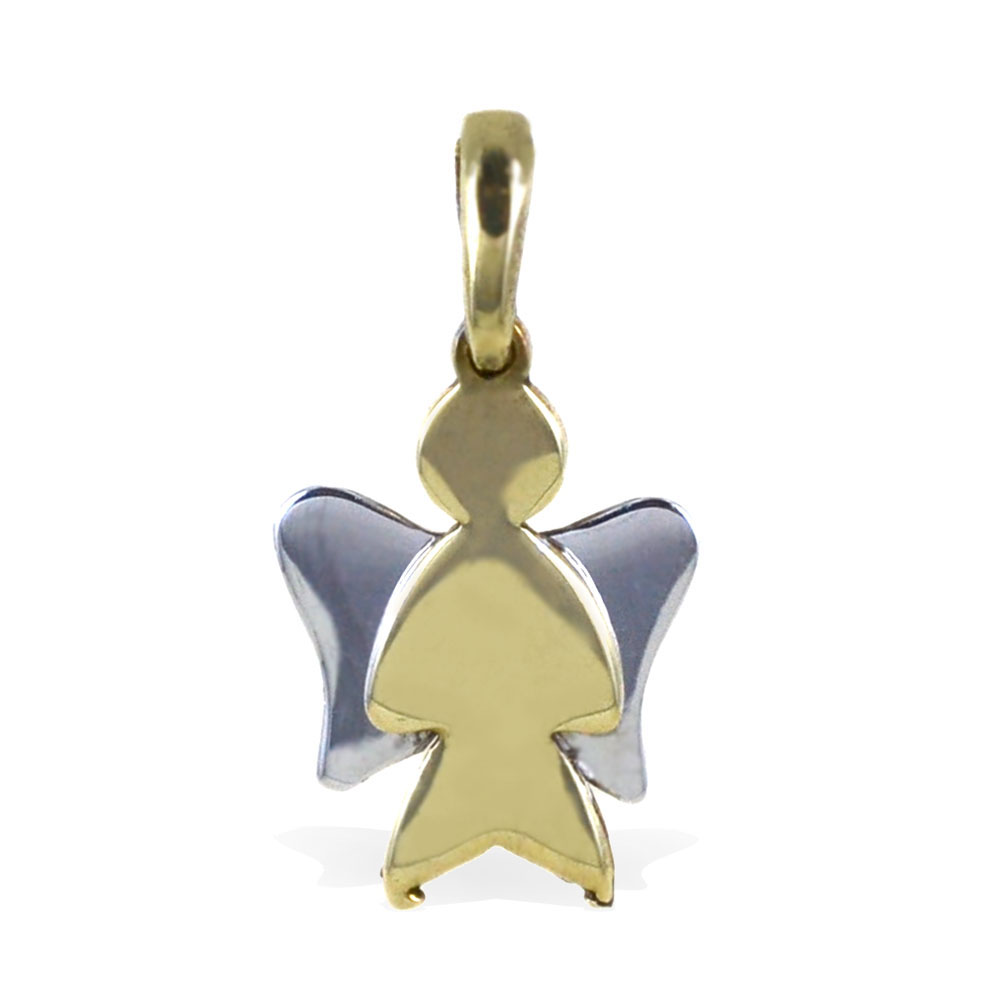Ciondolo Angelo in oro giallo e bianco 9 kt 