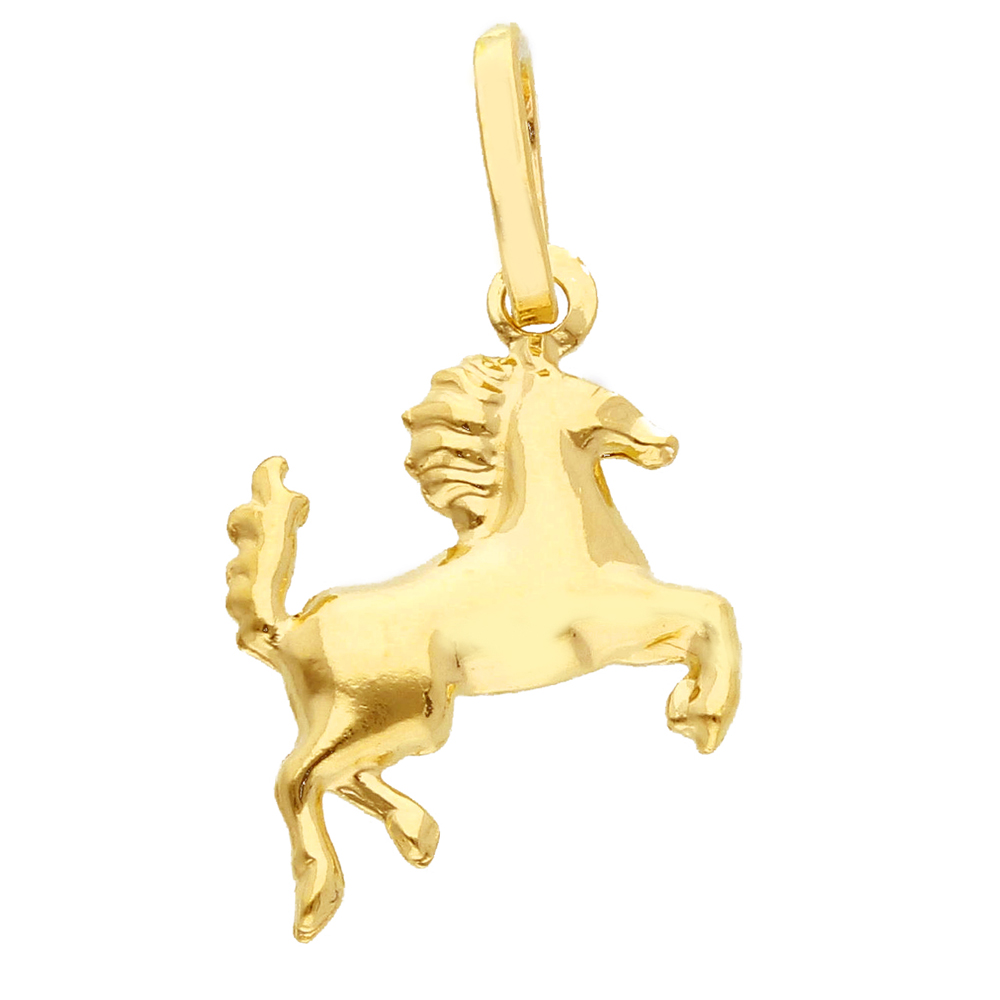 Ciondolo Cavallo Rampante in oro giallo con collana