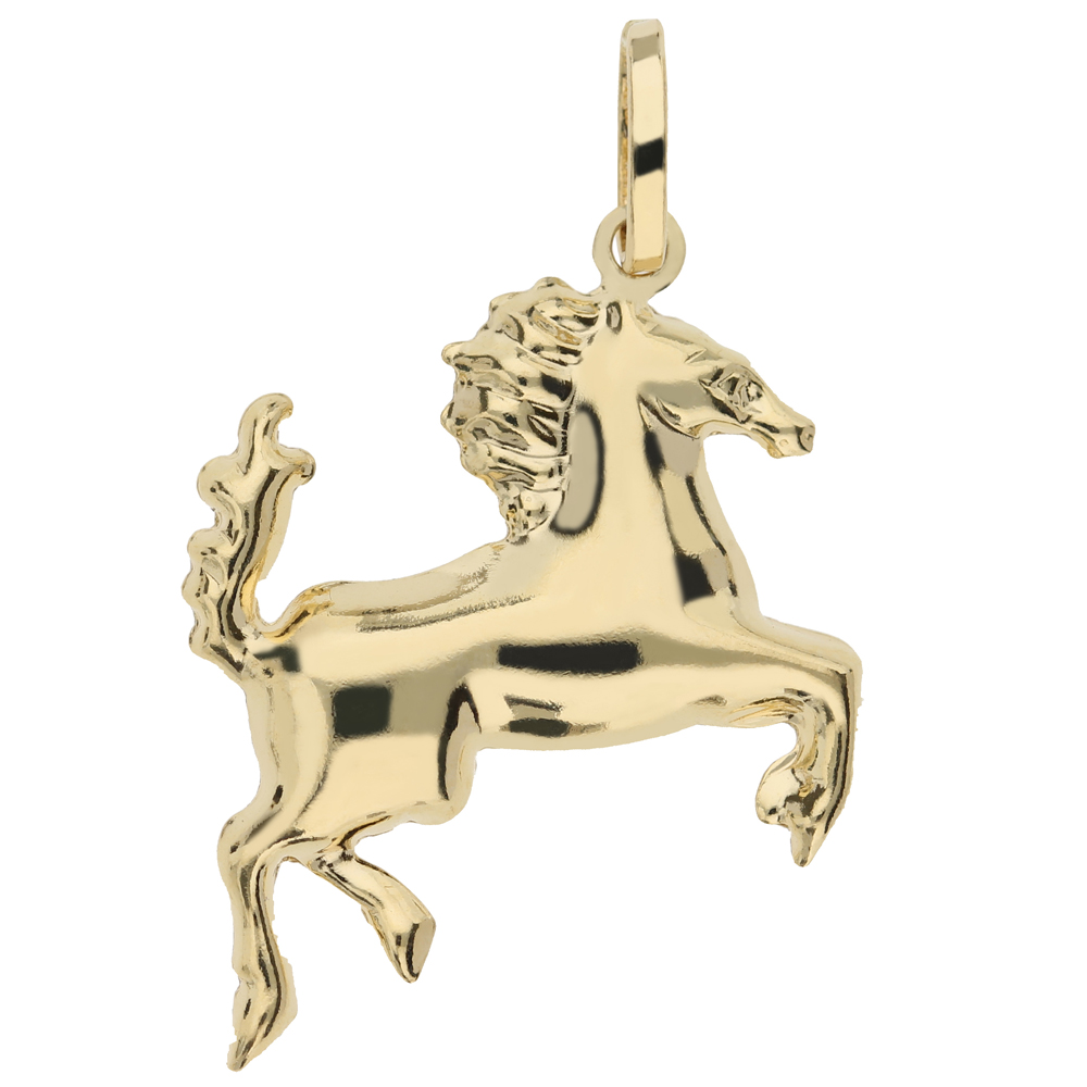 Ciondolo Cavallo Rampante in oro giallo con collana