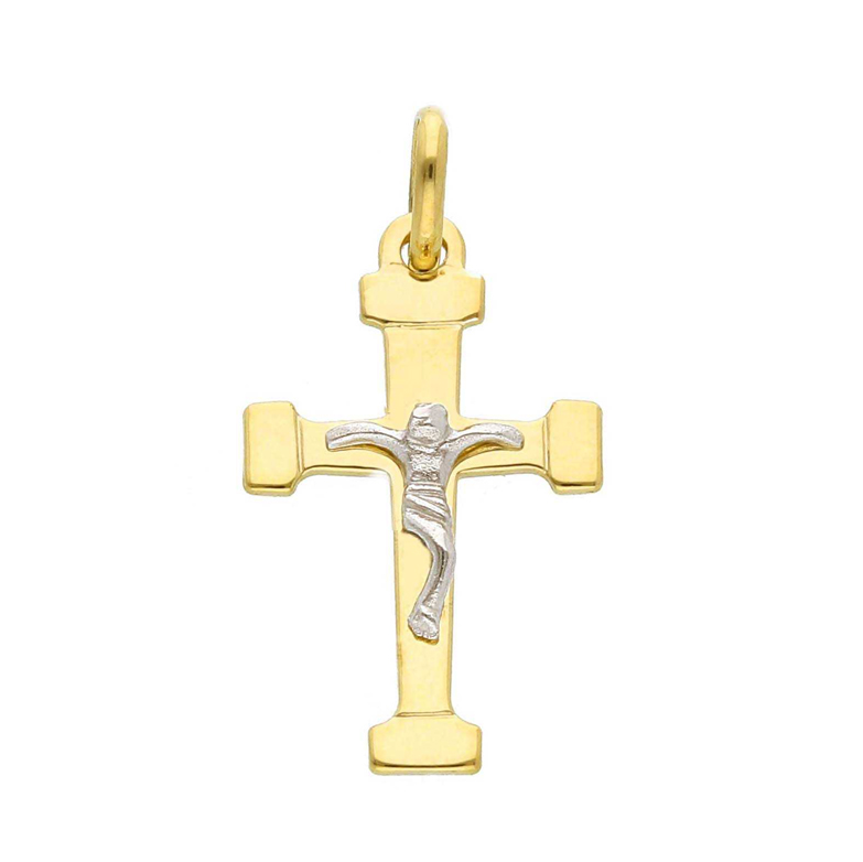 Ciondolo Crocefisso piccolo in oro giallo e bianco
