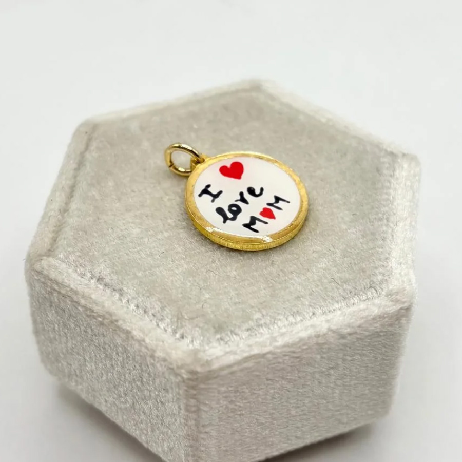 Ciondolo scritta e fiori I LOVE MOM - ciondolo mamma