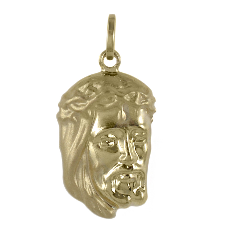 Ciondolo testa di Cristo in oro giallo