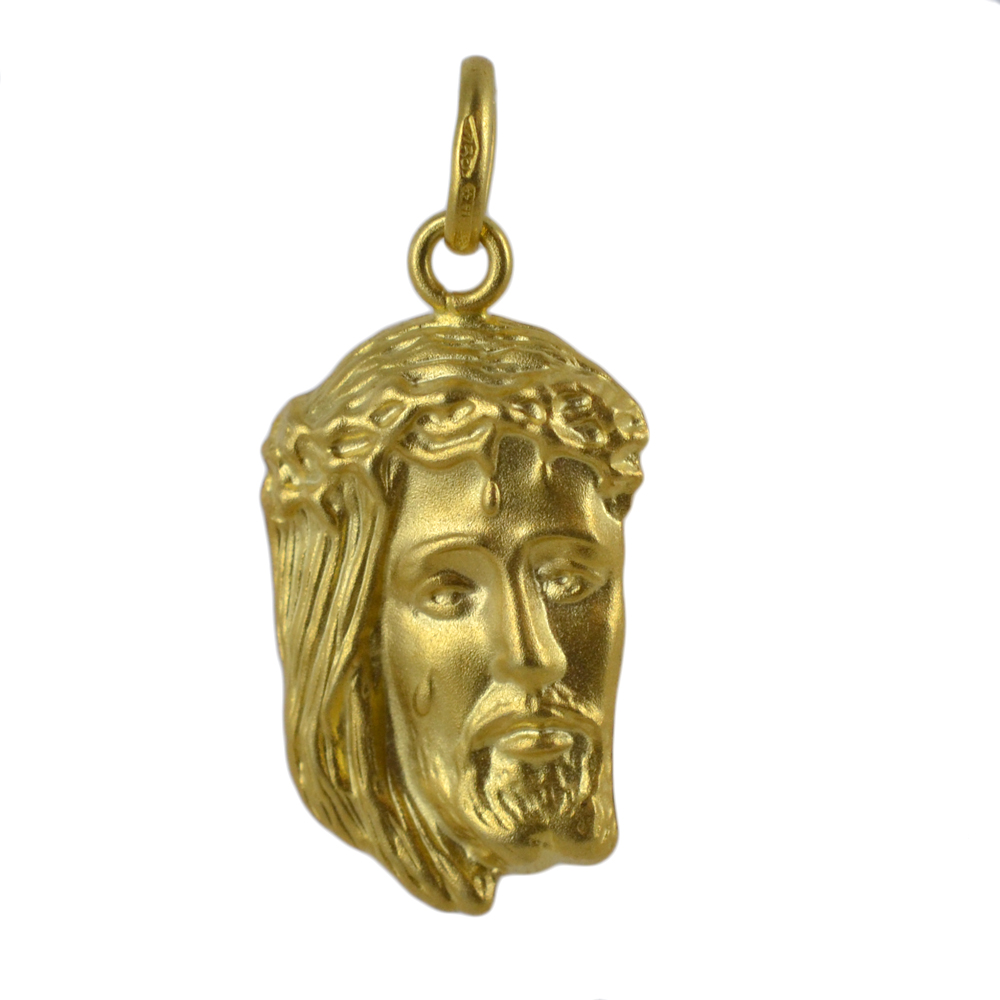 Ciondolo testa di Cristo in oro giallo