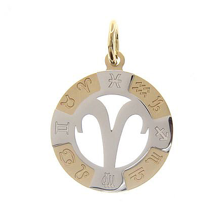 Aries Zodiac sign pendant in 18 kt gold 13 mm