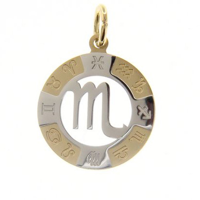 Scorpio Zodiac sign pendant in 18 kt gold 13 mm