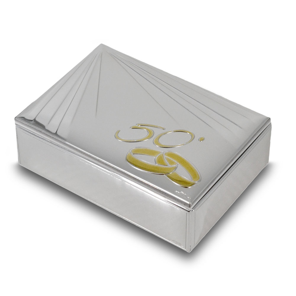 Cofanetto in argento 50 Anniversario di Nozze d'oro 